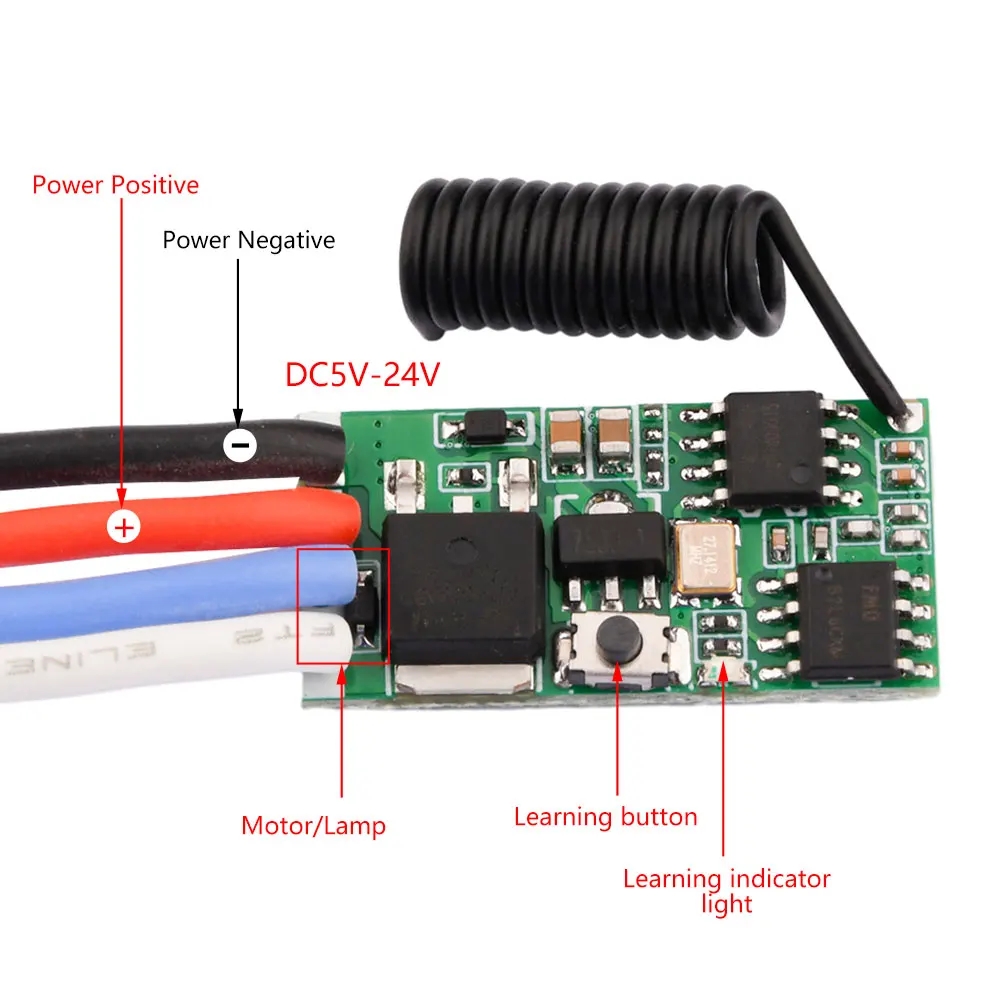 Motor Driver Module - DC 3.7V-24V 433MHz ミニワイヤレス RF リモートコントロールスイッチ受信モジュール
