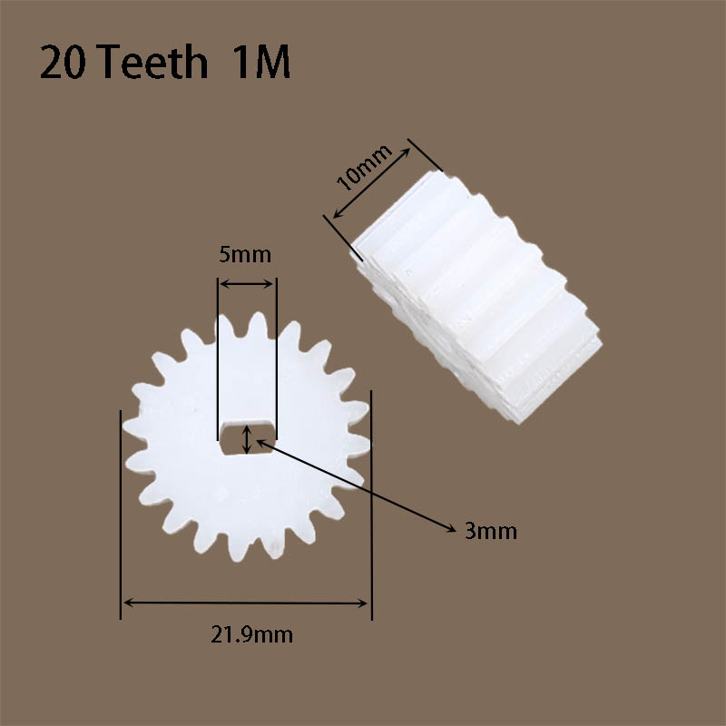 28Byj-48 - 20T 1M POM プラスチックギア狭い楕円穴 5x3mm OD=22mm