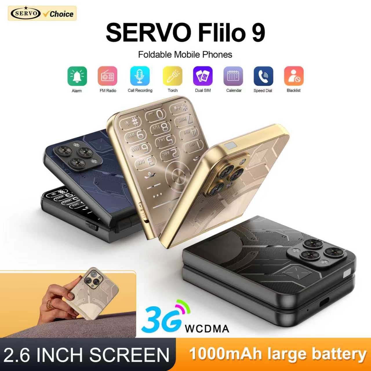 Servo Pan Tilt - SERVO Flilo9 折りたたみ式携帯電話 3G WCDMA デュアルSIMスタンバイ