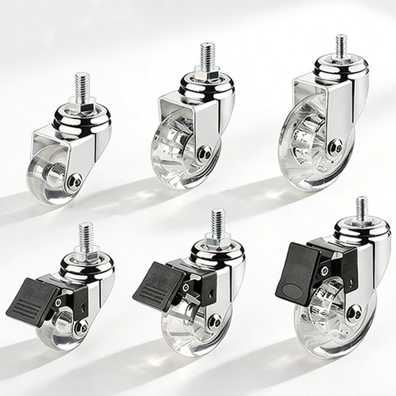 Caster Wheel - 4個入り/1.5インチ透明PU製ネジ式ステムキャスターホイール、静音スイベル家具キャスター、オフィスチェア、キャビネット、トロリーハードウェア用