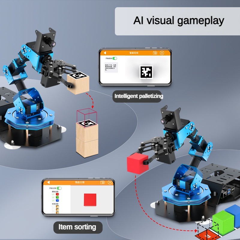6軸のロボットアーム。サーボクロー、AIビジュアル、FPVカ - Robot Arm Kit のレビューと価格