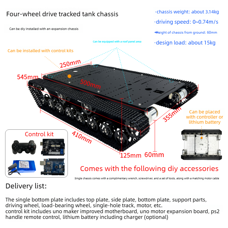 T800S UNO R3 エントリーレベル プログラム可能な - Tracked Robot Chassis のレビューと価格