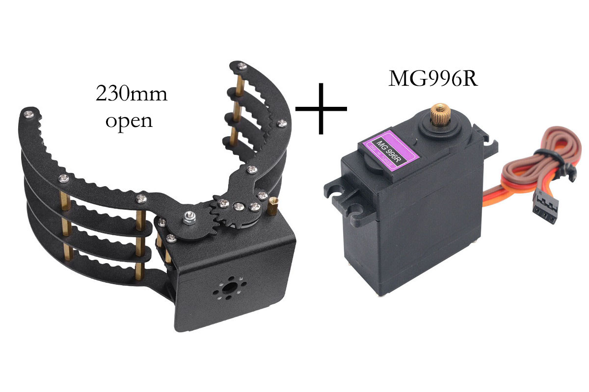 230mmの開口部を持つ機械式クロー（把持具）。MG996  - Robot Arm Kit のレビューと価格
