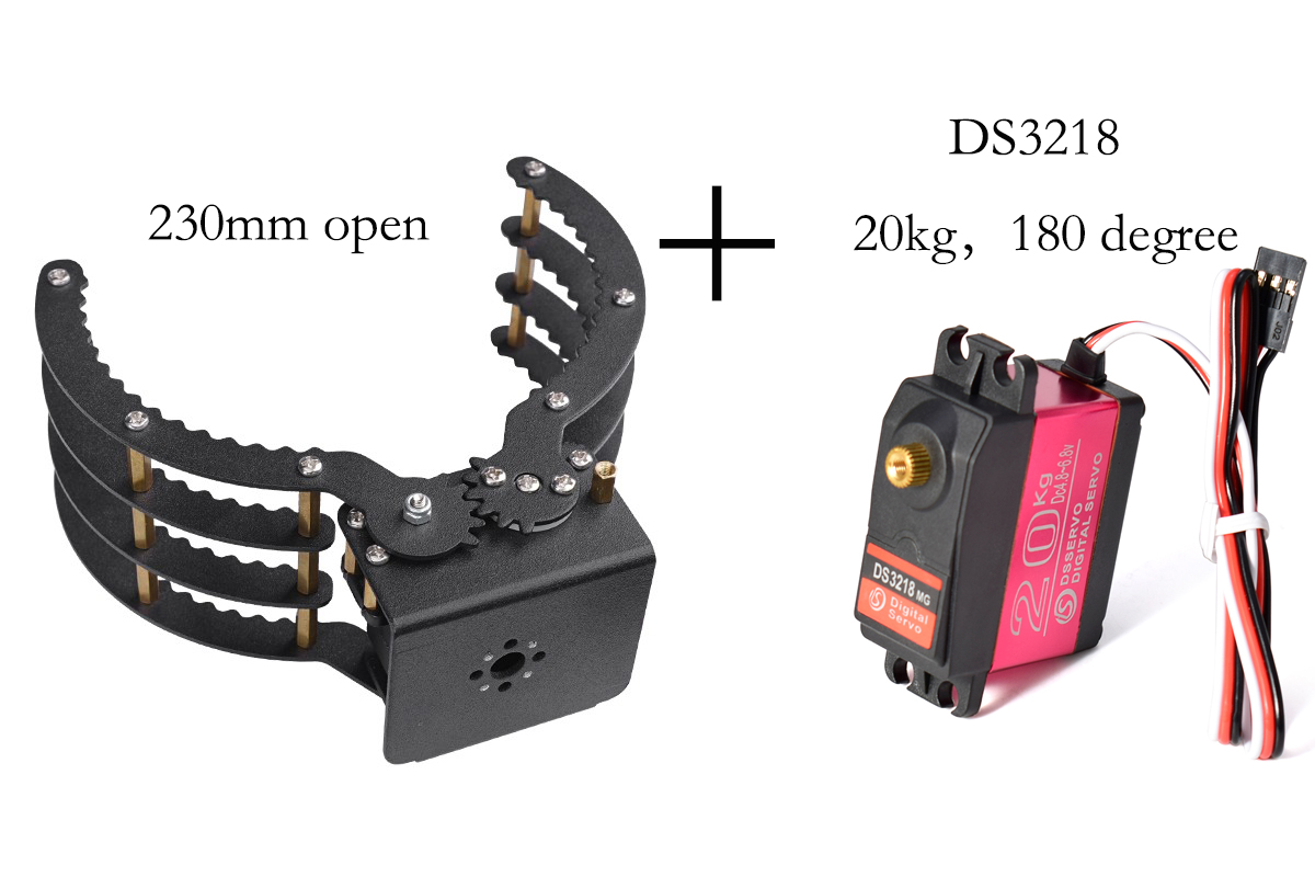230mmの開口部を持つ機械式クロー（把持具）。MG996  - Robot Arm Kit のレビューと価格