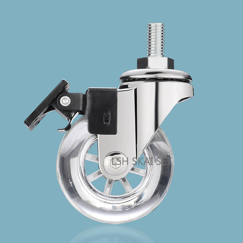 4個入り/1.5インチ透明PU製ネジ式ステムキャスターホイー - Caster Wheel のレビューと価格